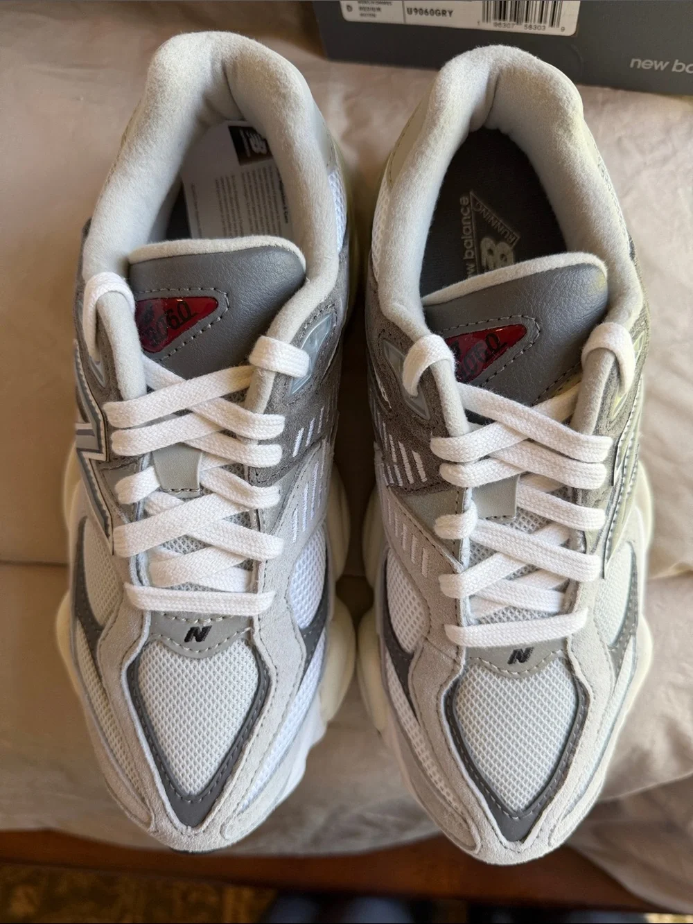 New Balance 9060 Sneakers in Cream and Gray - Picture 2 of 3